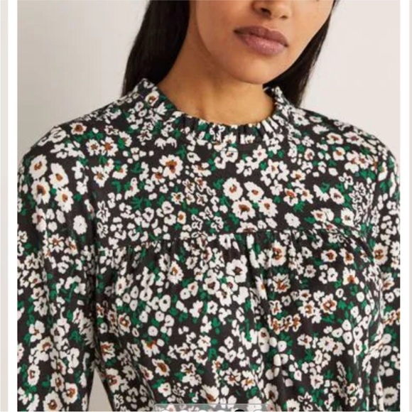 Boden Easy Yoke Mini‎ Jersey Dress in Black, Petal Blossom Size 4 - Picture 5 of 12